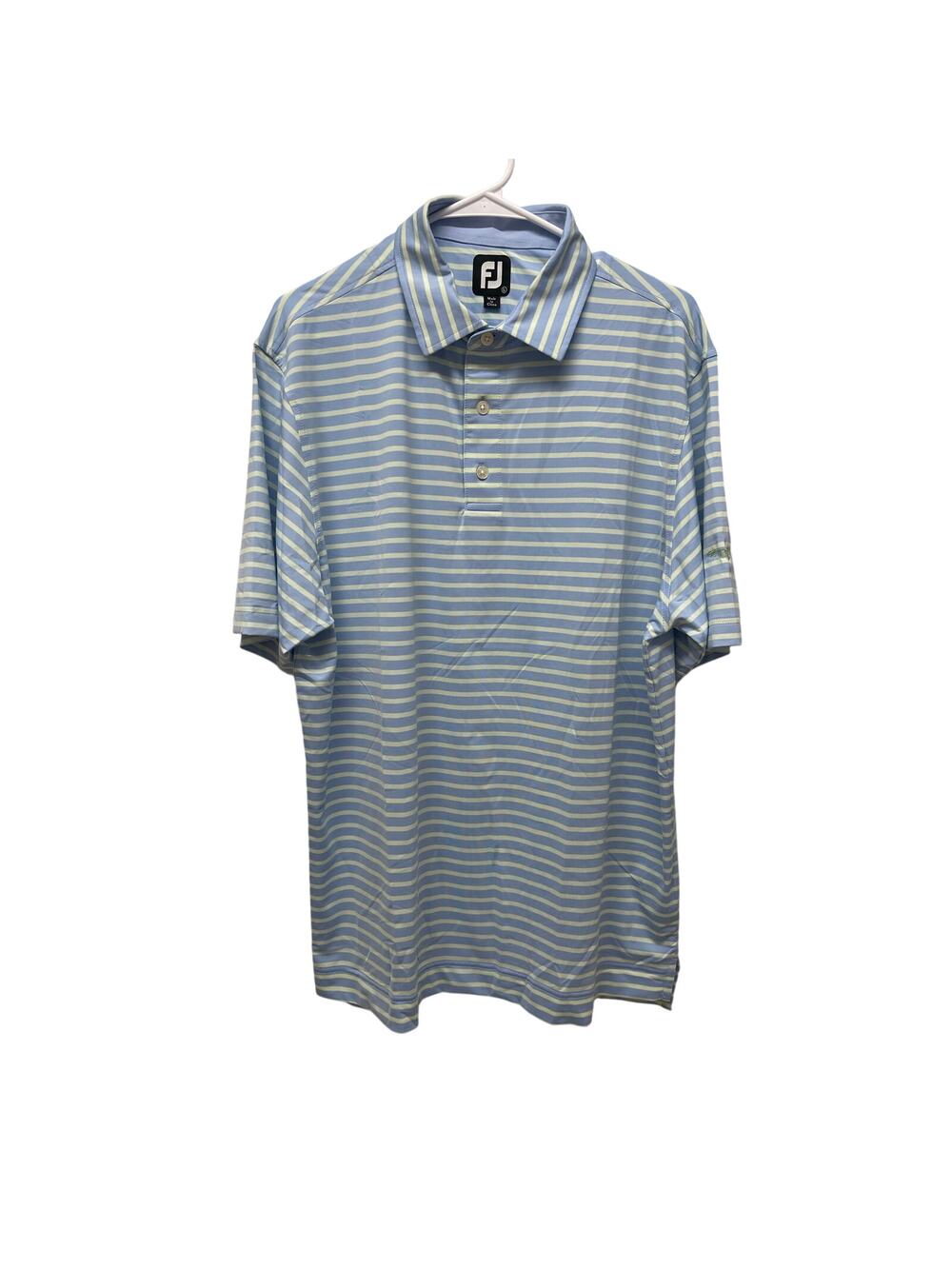 Footjoy men's golf polo shirt performance blue striped sized large country club